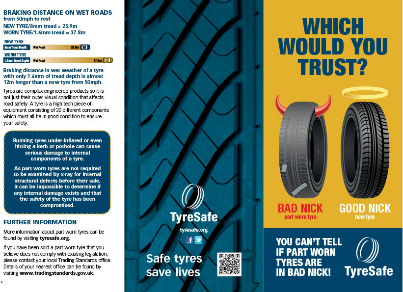 Find leaflets about buying part worn tyres and the risks | Part worn tyres